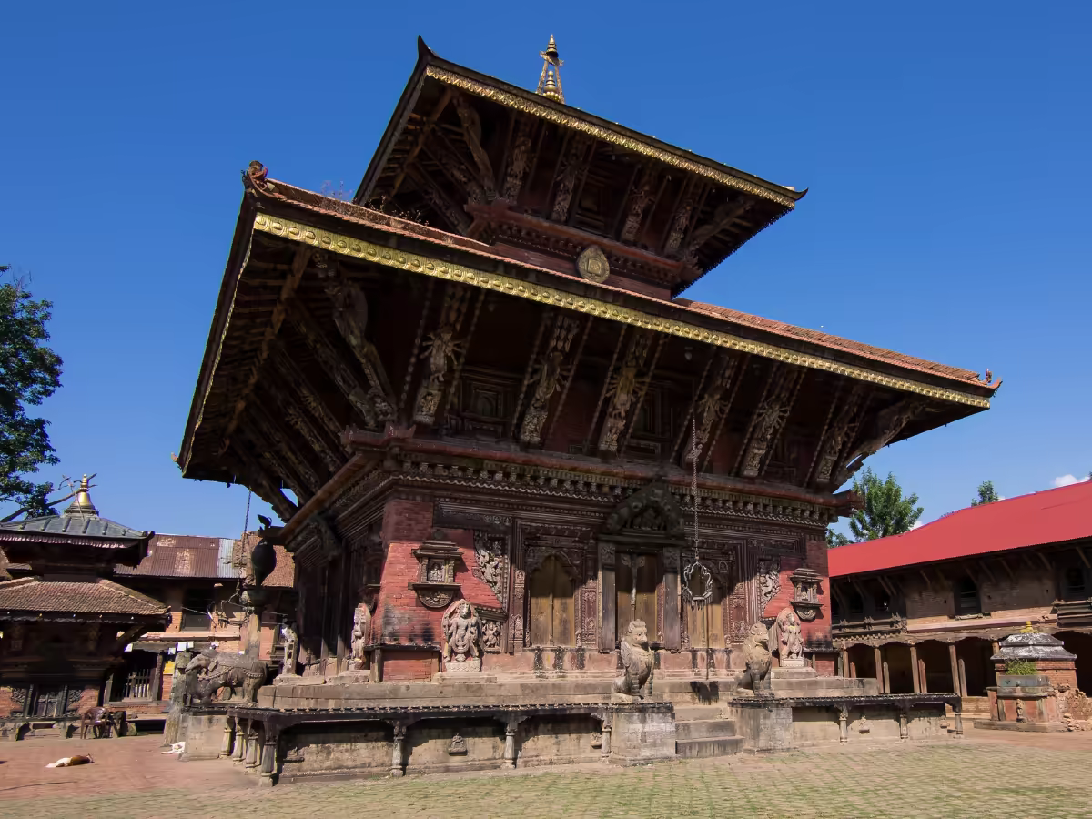 A carved doorway at Changu Narayan above Kathmandu Valley.